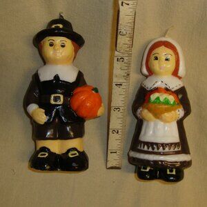 Thanksgiving Pilgrim Candles Man Woman Unlit